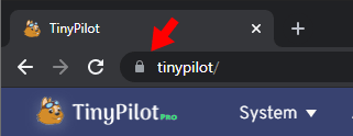 Screenshot of lock symbol in address bar for https://tinypilot address