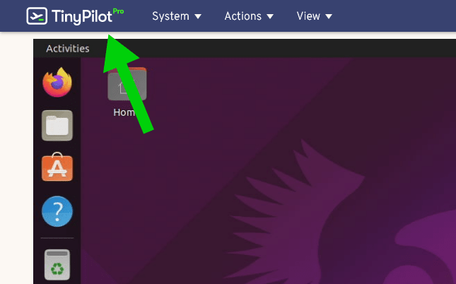 TinyPilot's new logo in the upper left corner of the web dashboard