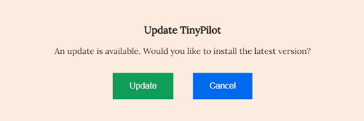 Screenshot of old update dialog, which just offered a button to update